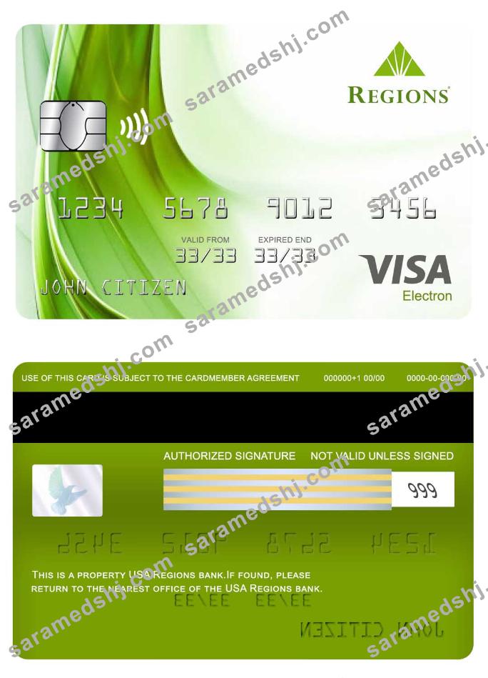 USA Regions bank visa electron card